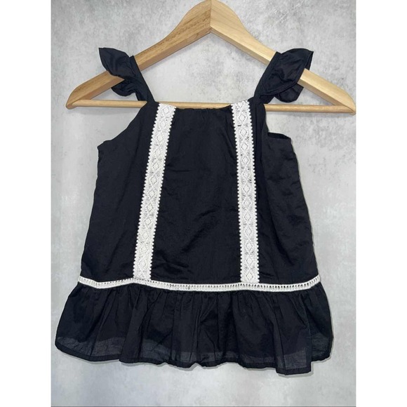 Janie and Jack Other - Janie and‎ Jack Girls Black Crochet Trim Ruffle Peplum Top Blouse size 6 kids
